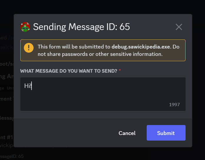 Message Command Modal